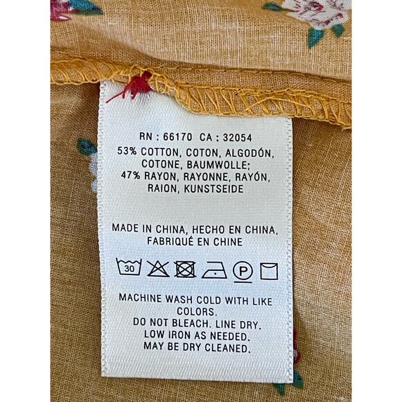 NWT ANTHROPOLOGIE Maeve Women's Mustard Yellow Floral Button Down Size 8 - Picture 8 of 8